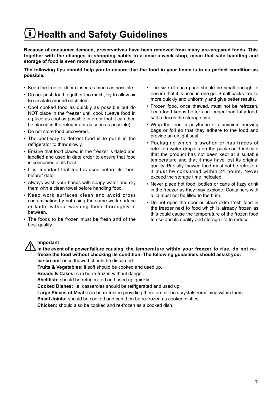 Health and safety guidelines | Zanussi ZBF 6114 User Manual | Page 7 / 20