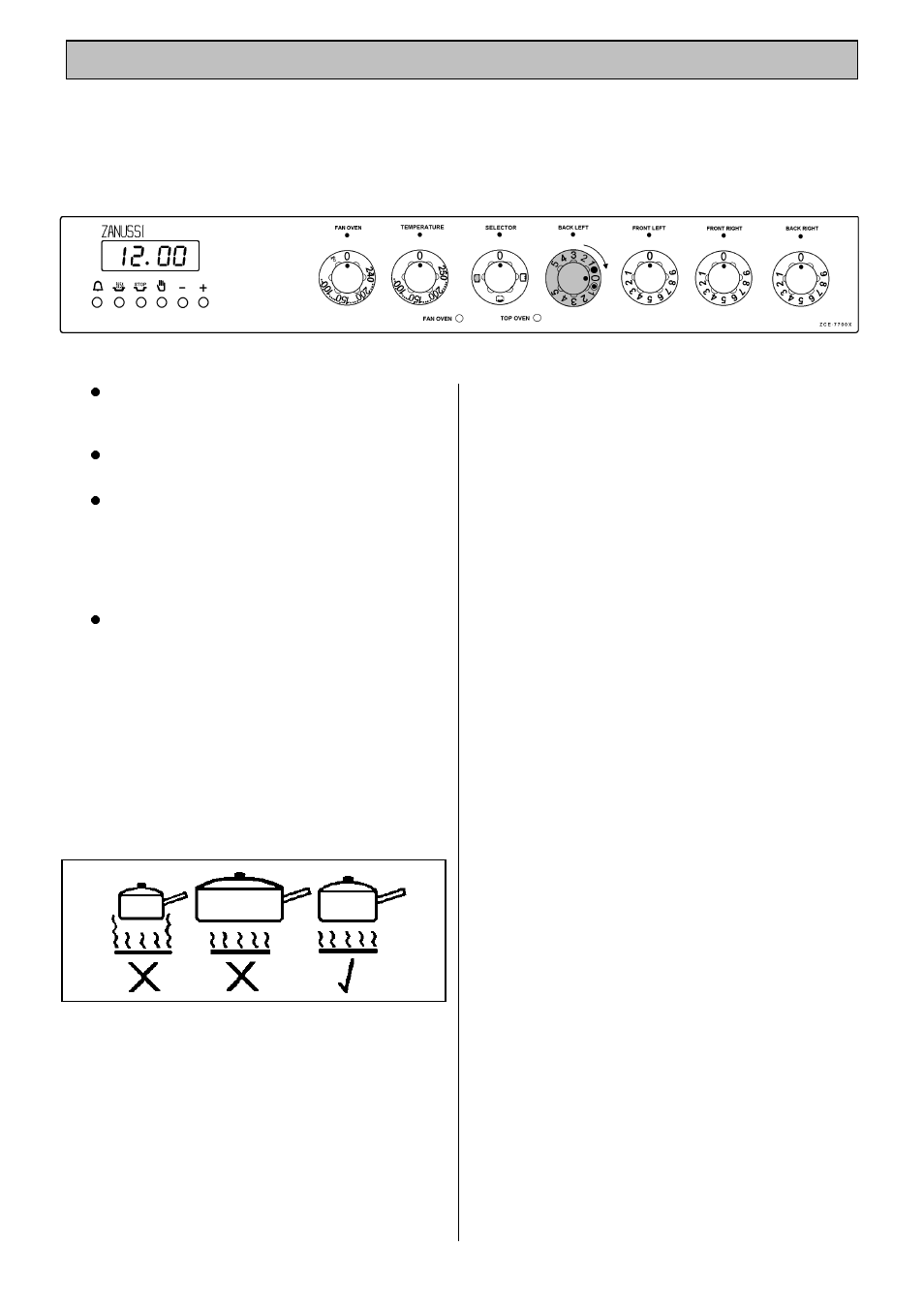 The ceramic hob | Zanussi ZCE 7700X User Manual | Page 16 / 36