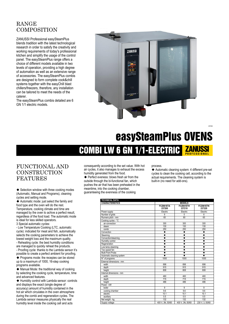 Zanussi easySteamPlus 237010 User Manual | 3 pages