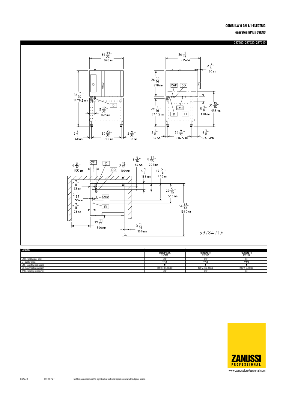 Zanussi | Zanussi easySteamPlus 237010 User Manual | Page 3 / 3