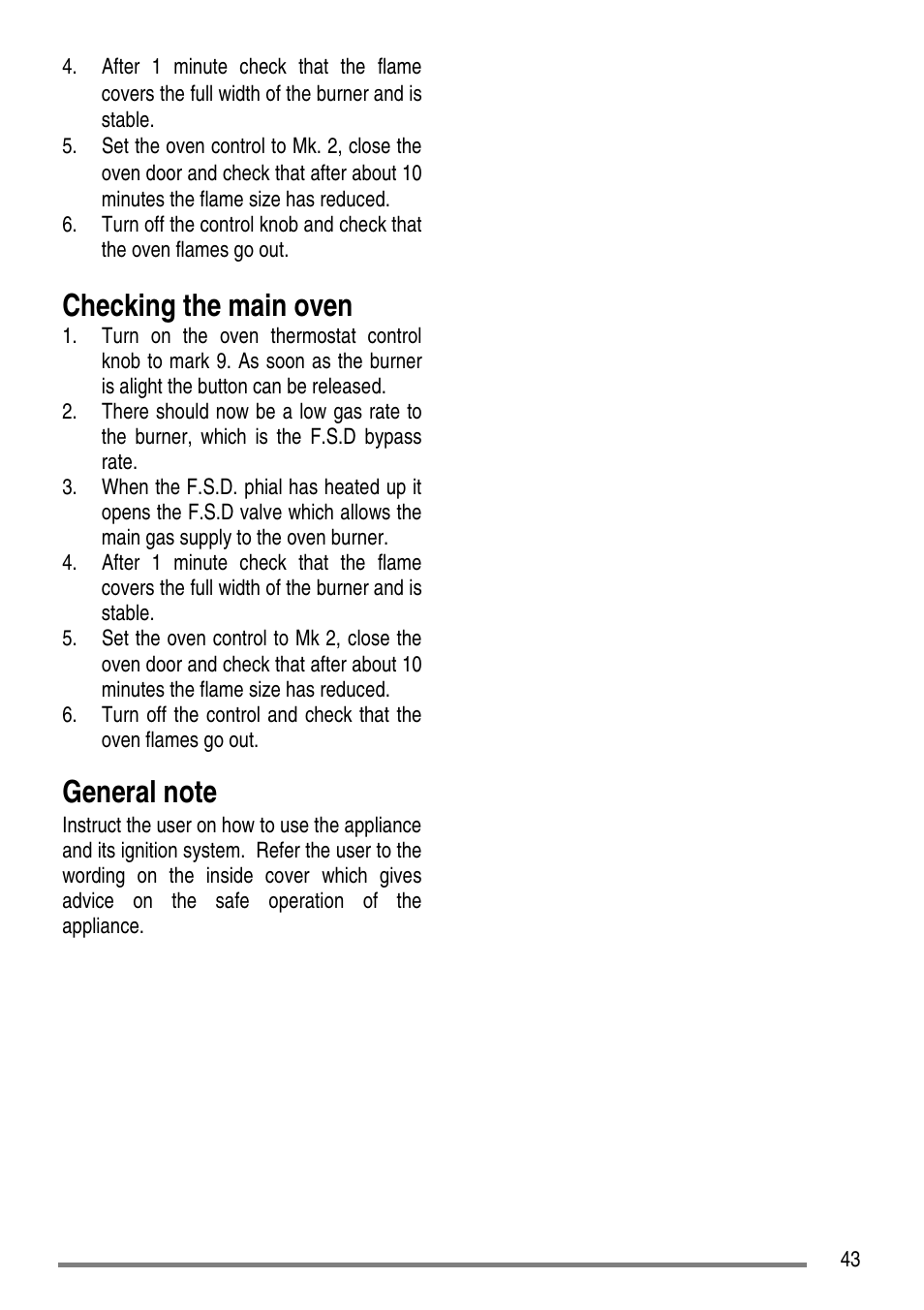 Checking the main oven | Zanussi ZCG7551 User Manual | Page 43 / 44