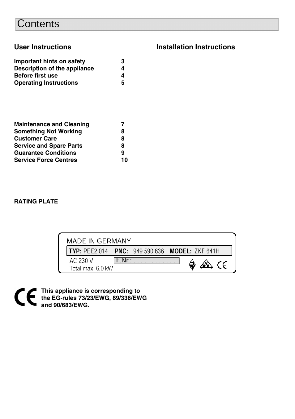 Zanussi ZKF641H User Manual | Page 2 / 16