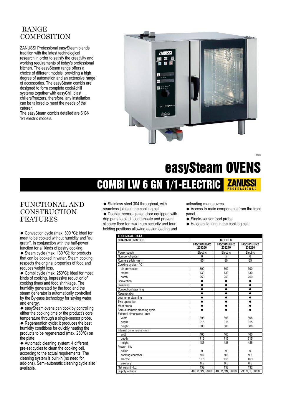 Zanussi easySteam 238010 User Manual | 3 pages