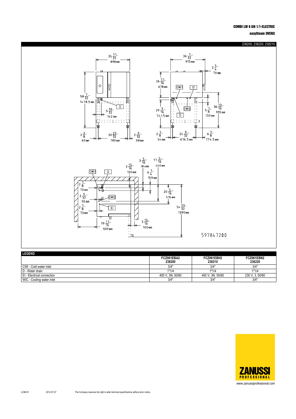 Zanussi | Zanussi easySteam 238010 User Manual | Page 3 / 3