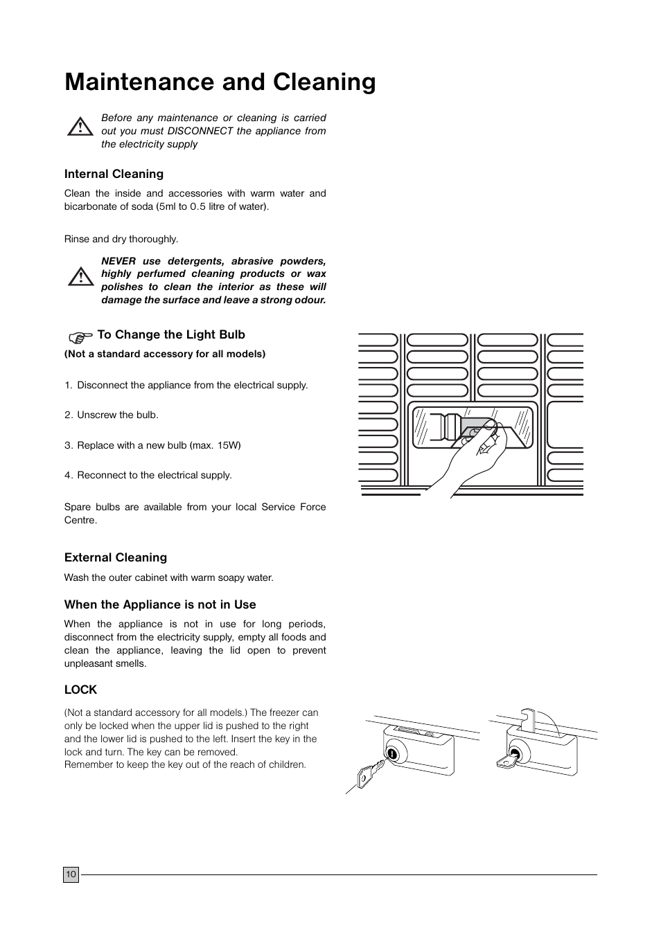 Maintenance and cleaning | Zanussi U28059 ZFC 177 C User Manual | Page 10 / 16