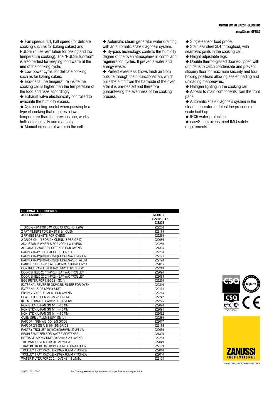 Zanussi | Zanussi easySteam 238005 User Manual | Page 2 / 3