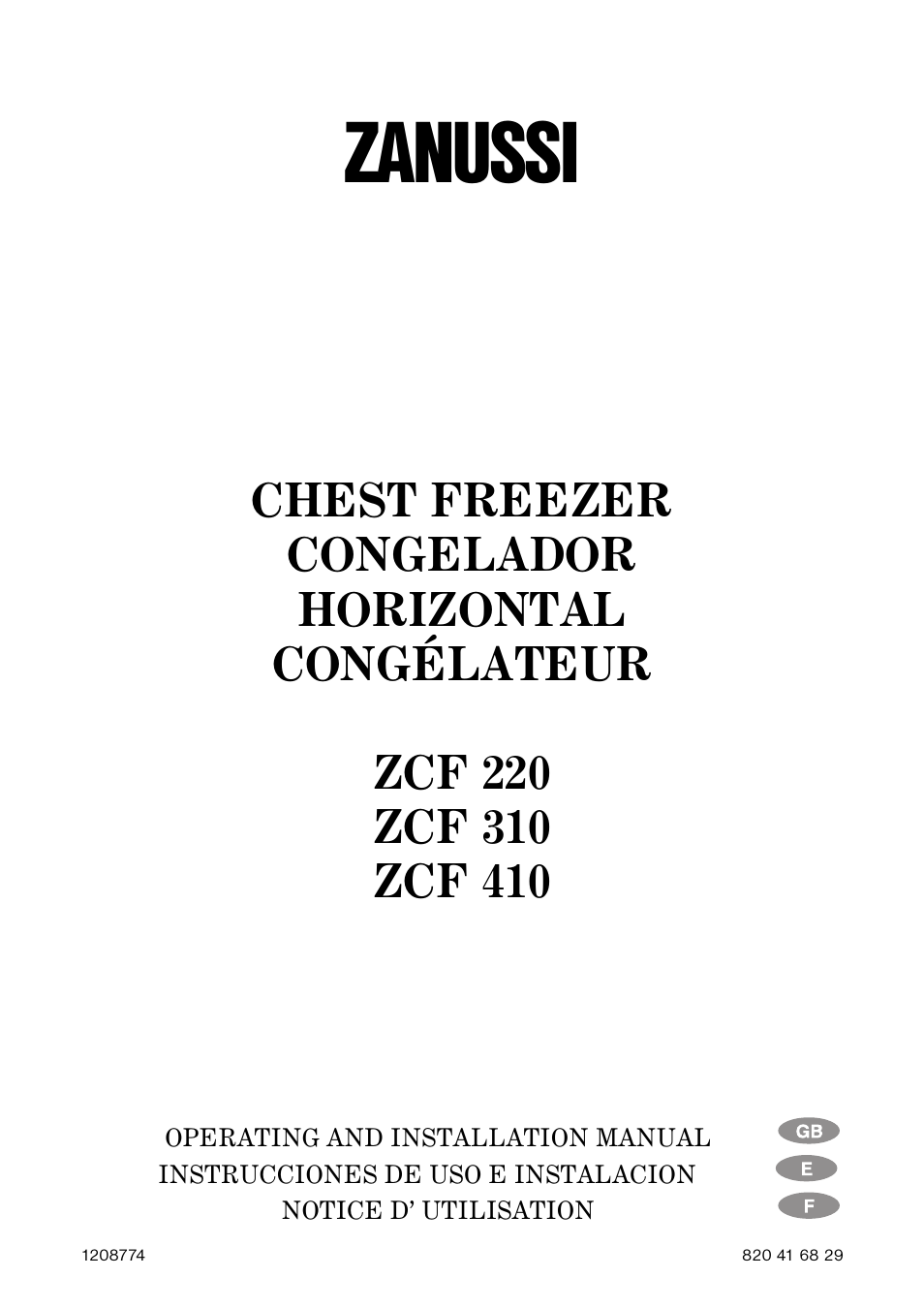 Zanussi ZCF 410 User Manual | 11 pages