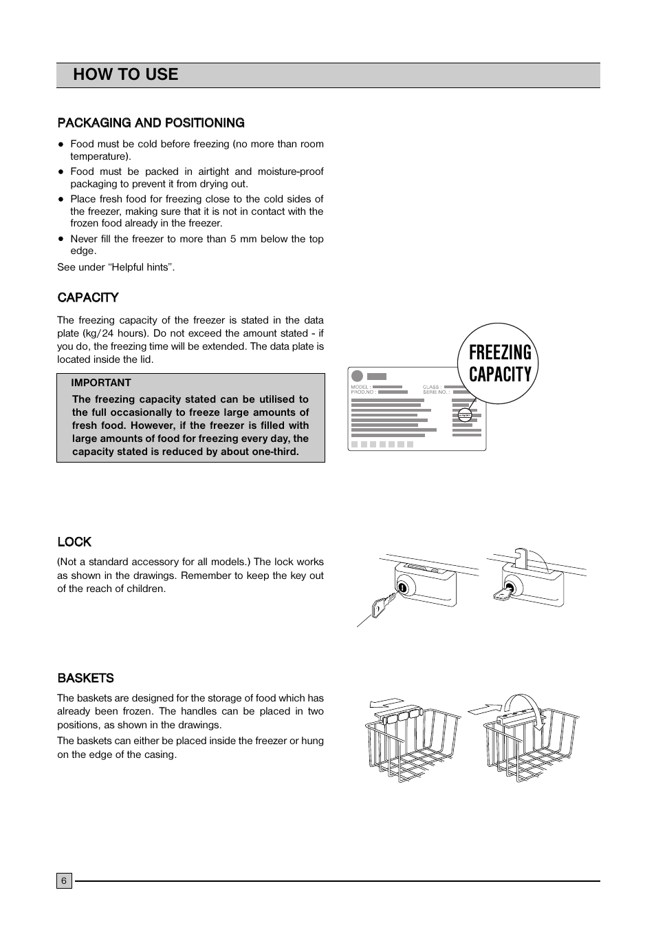 Freezing capacity, How to use | Zanussi ZCF 410 User Manual | Page 6 / 11