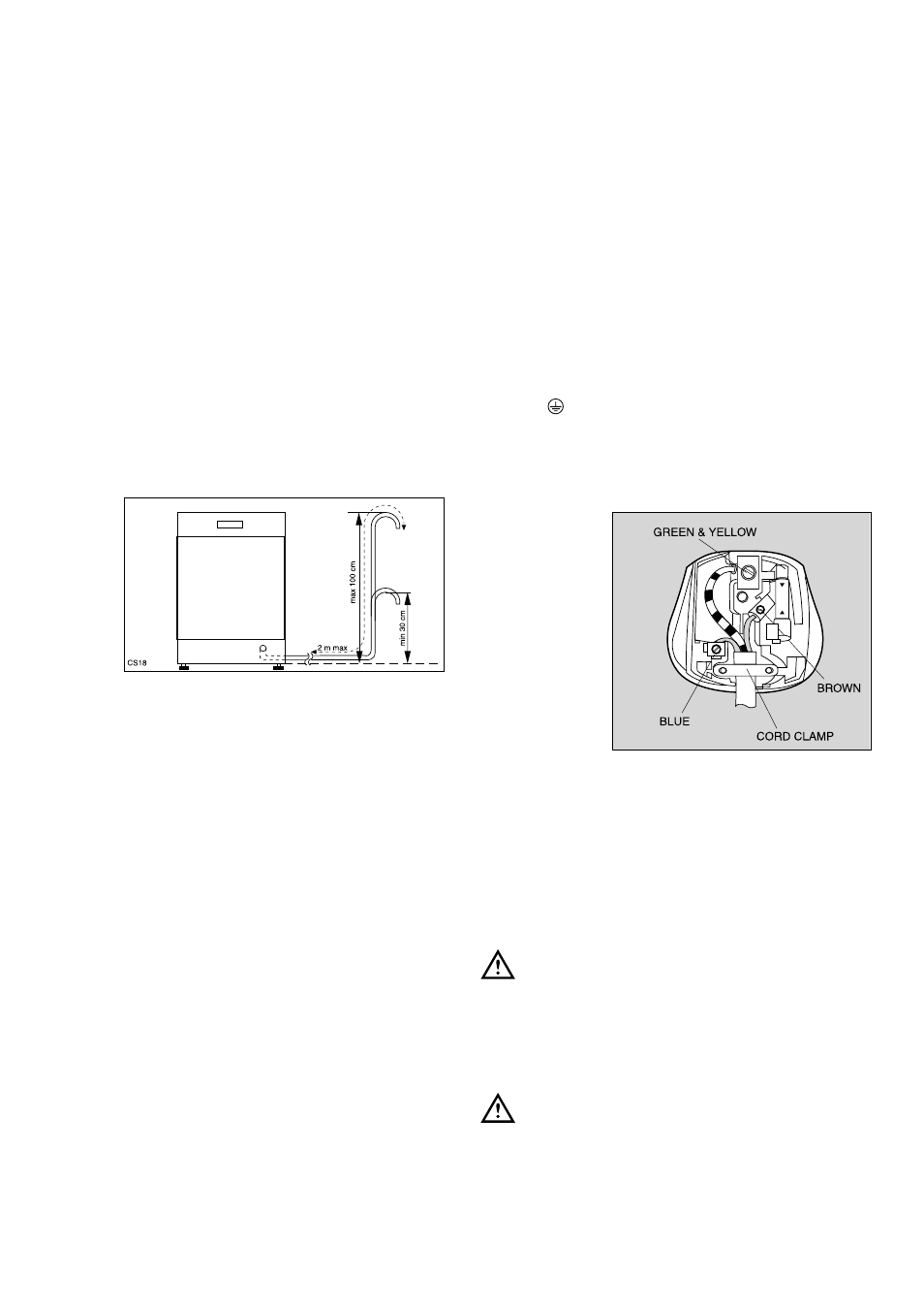 Water outlet hose connection, Electrical connection | Zanussi ZSF 6161 S User Manual | Page 20 / 24