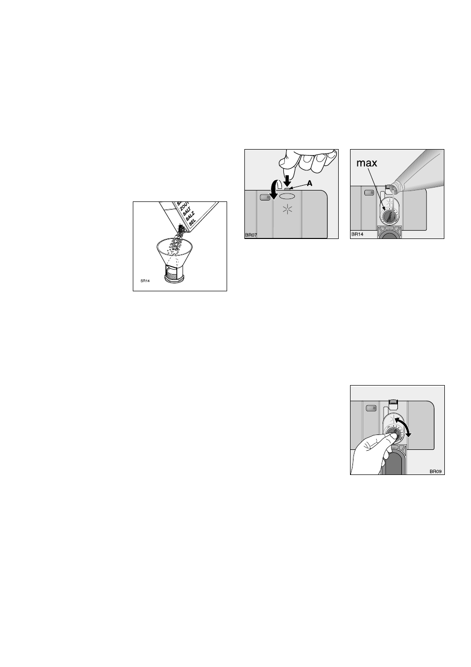 Filling with dishwasher salt, Rinse aid, Filling with rinse aid | Adjusting the dose | Zanussi ZSF 6161 S User Manual | Page 7 / 24