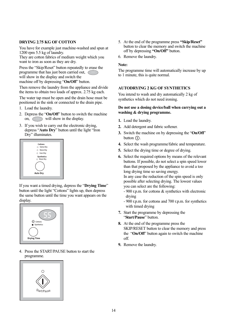 Zanussi ZWD 1270 S User Manual | Page 14 / 30