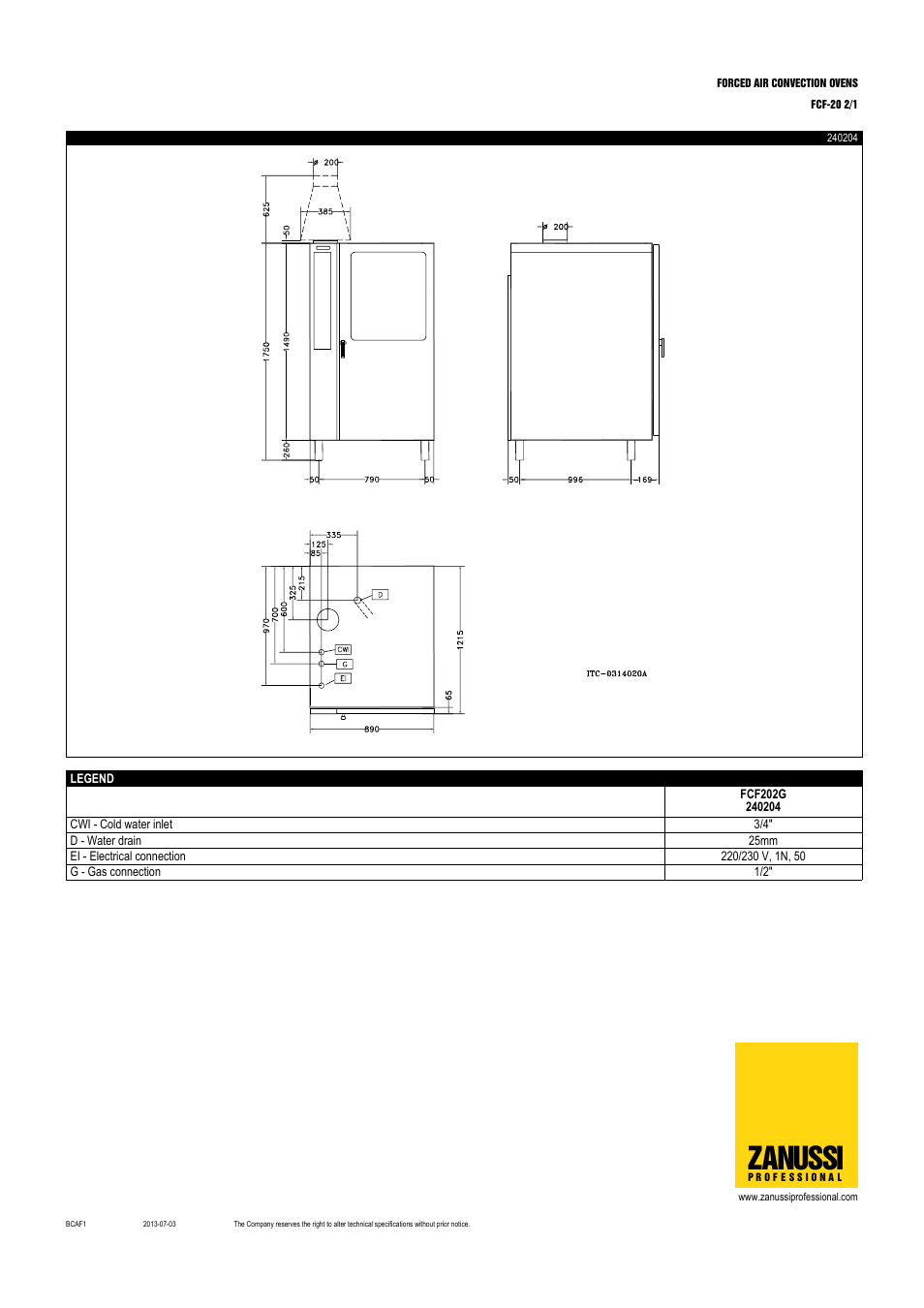 Zanussi | Zanussi FCF-20 2/1 FCF202G User Manual | Page 3 / 4