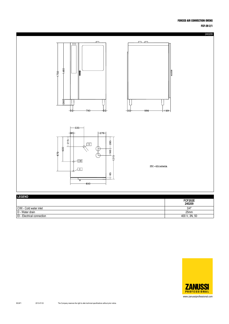 Zanussi | Zanussi FCF-20 2/1 FCF202G User Manual | Page 4 / 4