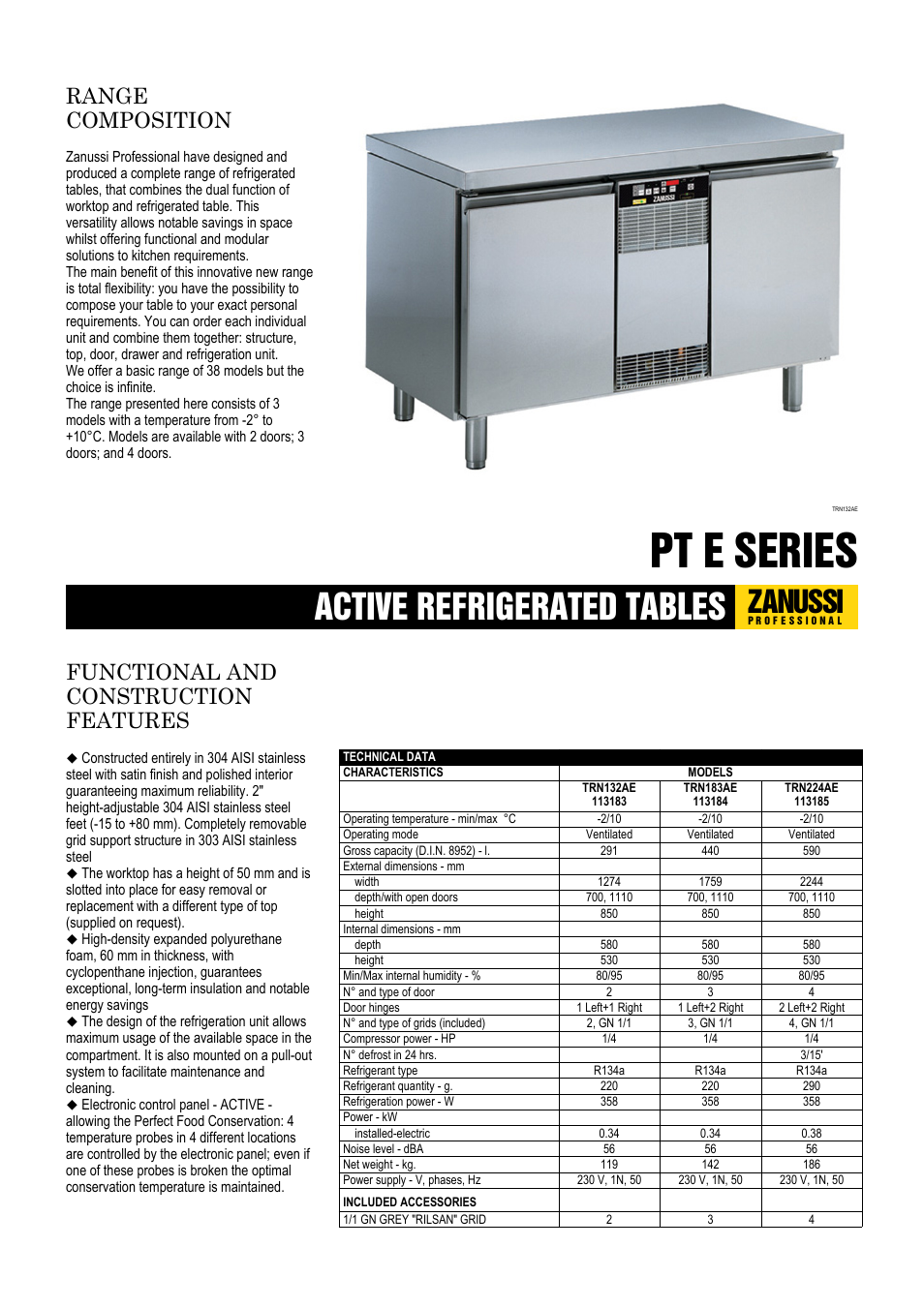 Zanussi 113185 User Manual | 5 pages