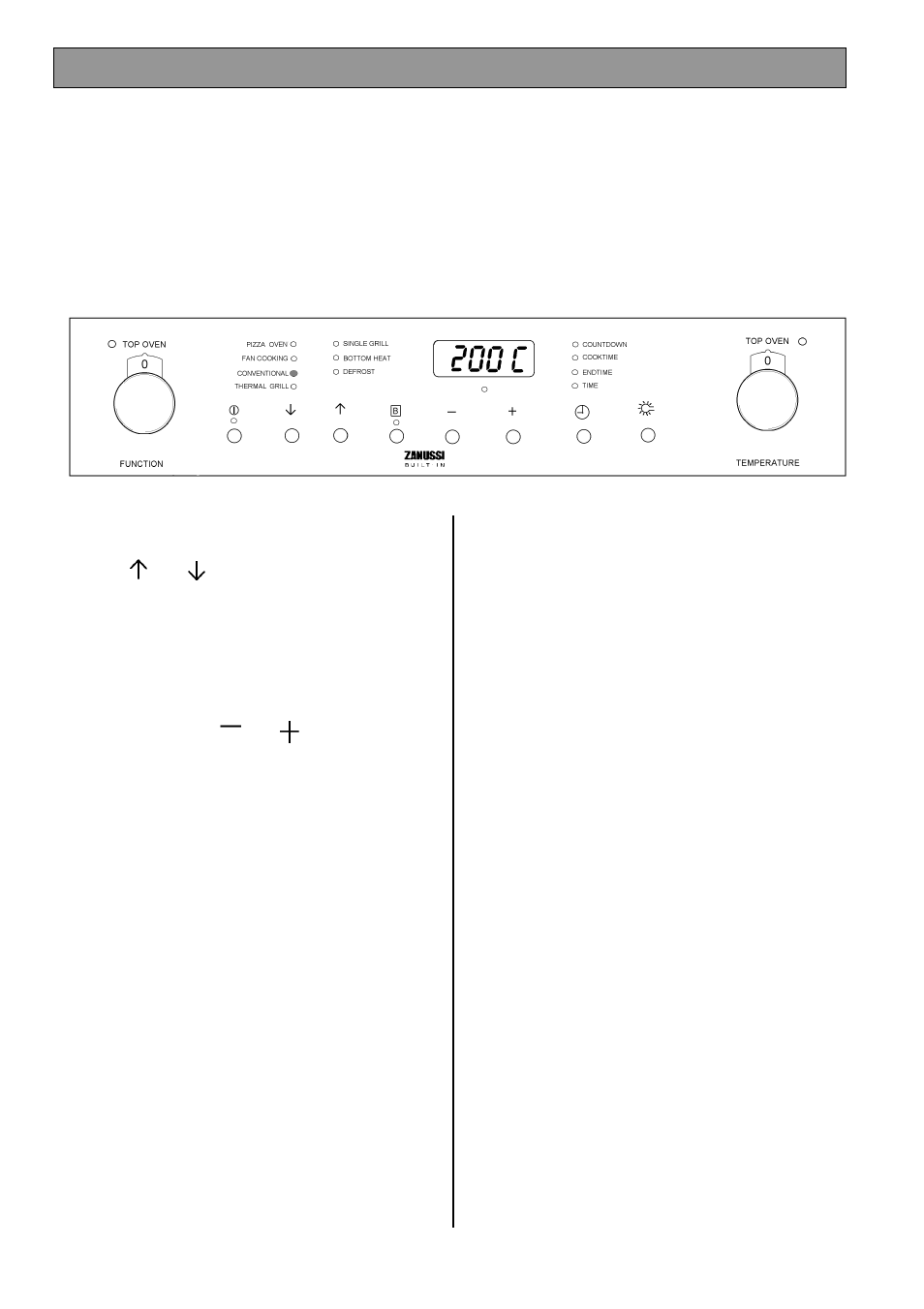 The main oven - conventional setting | Zanussi ZDQ 895 User Manual | Page 23 / 48