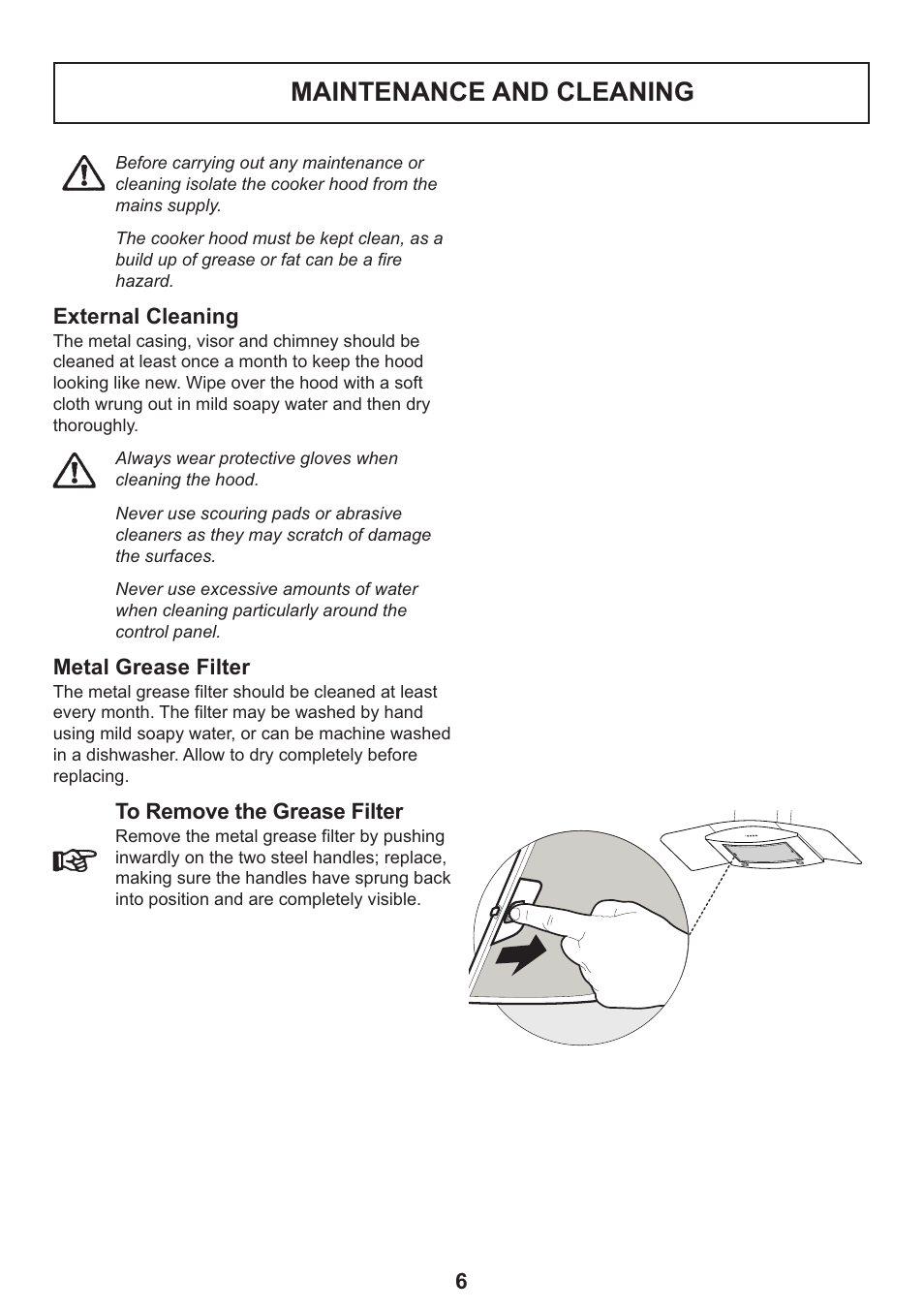 Maintenance and cleaning | Zanussi ZHC 935 User Manual | Page 6 / 19