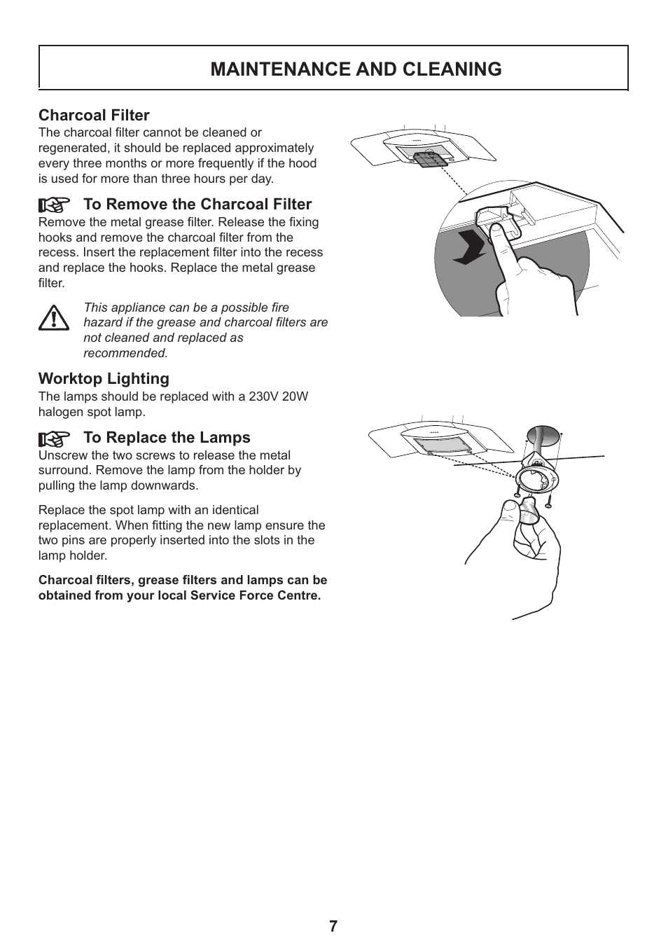 Maintenance and cleaning | Zanussi ZHC 935 User Manual | Page 7 / 19