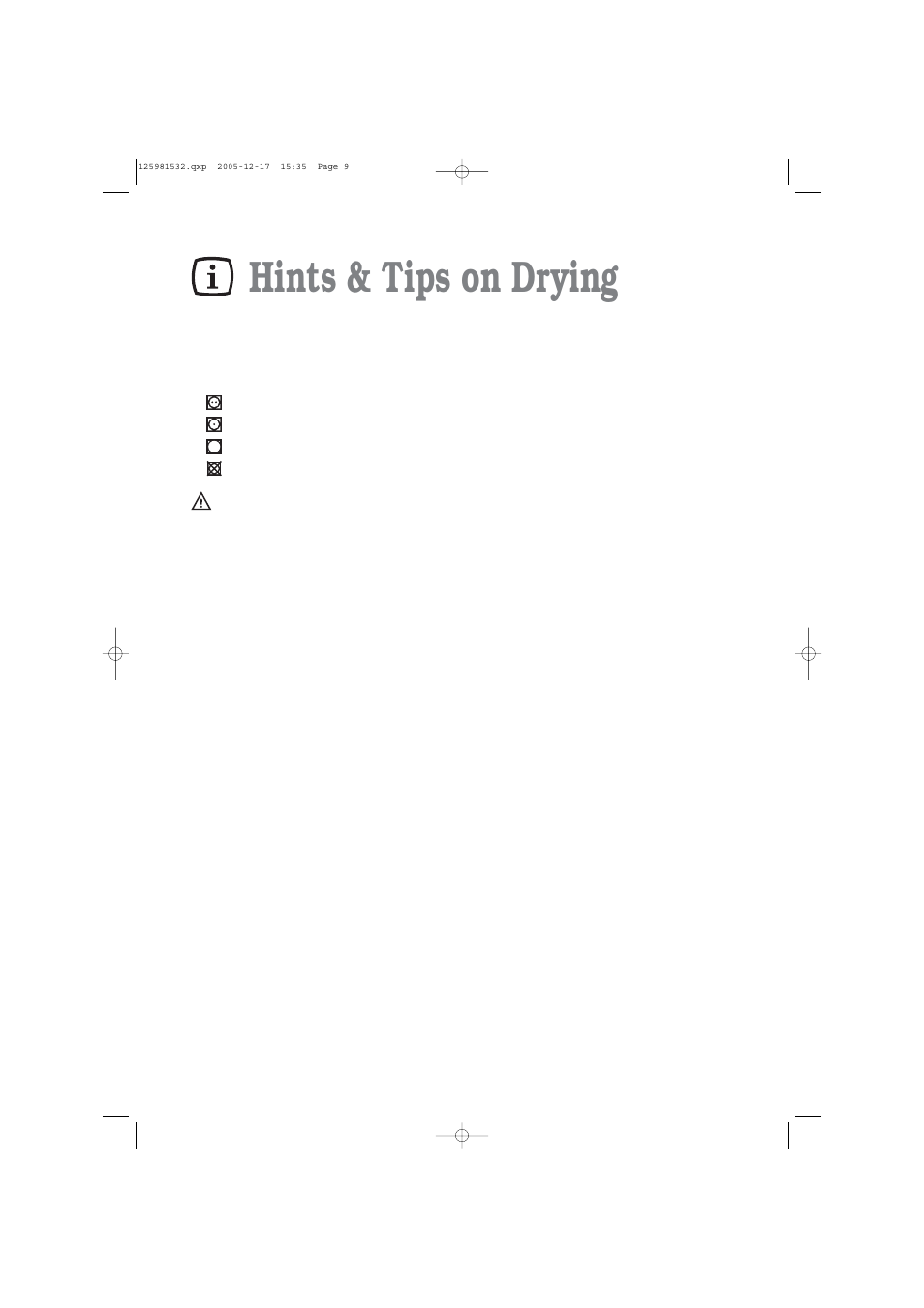 Hints & tips on drying | Zanussi TD 4213 W User Manual | Page 9 / 17