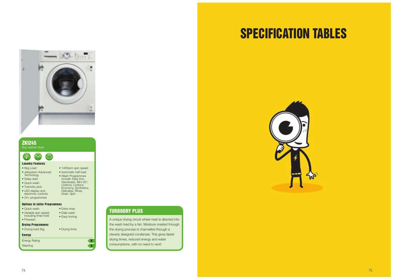 Specification tables, Zki245, Turbodry plus | Zanussi Laundry User Manual | Page 3 / 3
