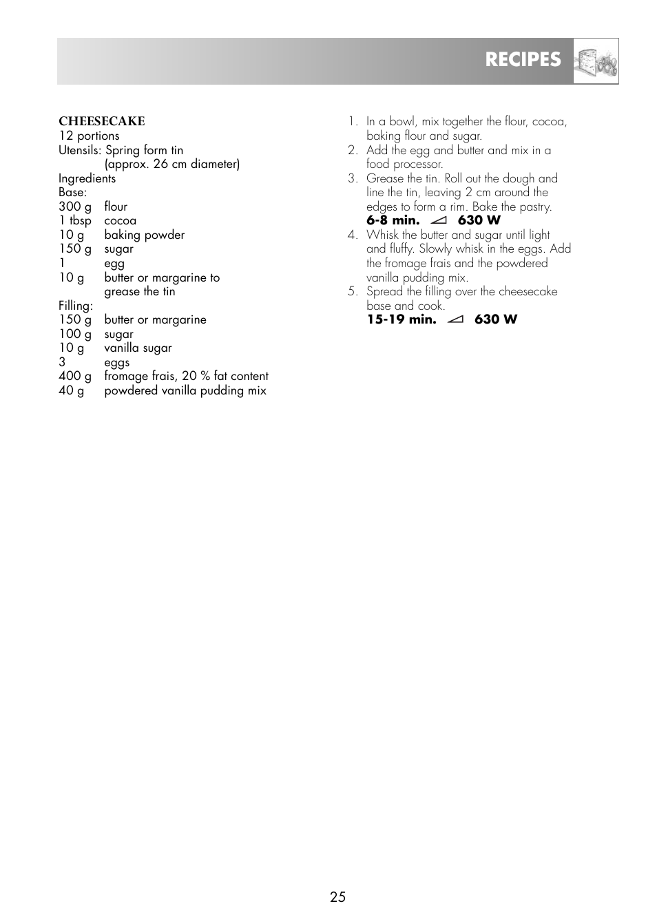 Recipes | Zanussi ZNM11X User Manual | Page 27 / 36