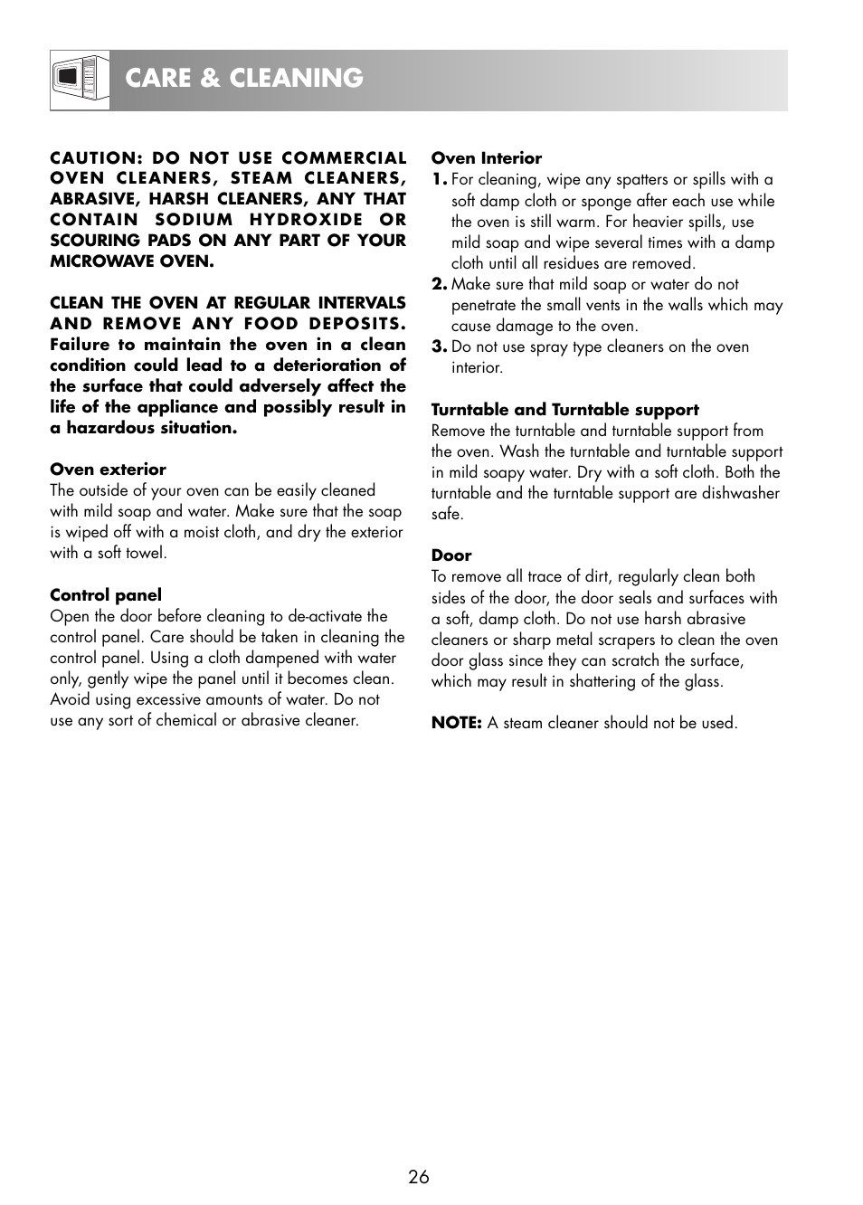 Care & cleaning | Zanussi ZNM11X User Manual | Page 28 / 36