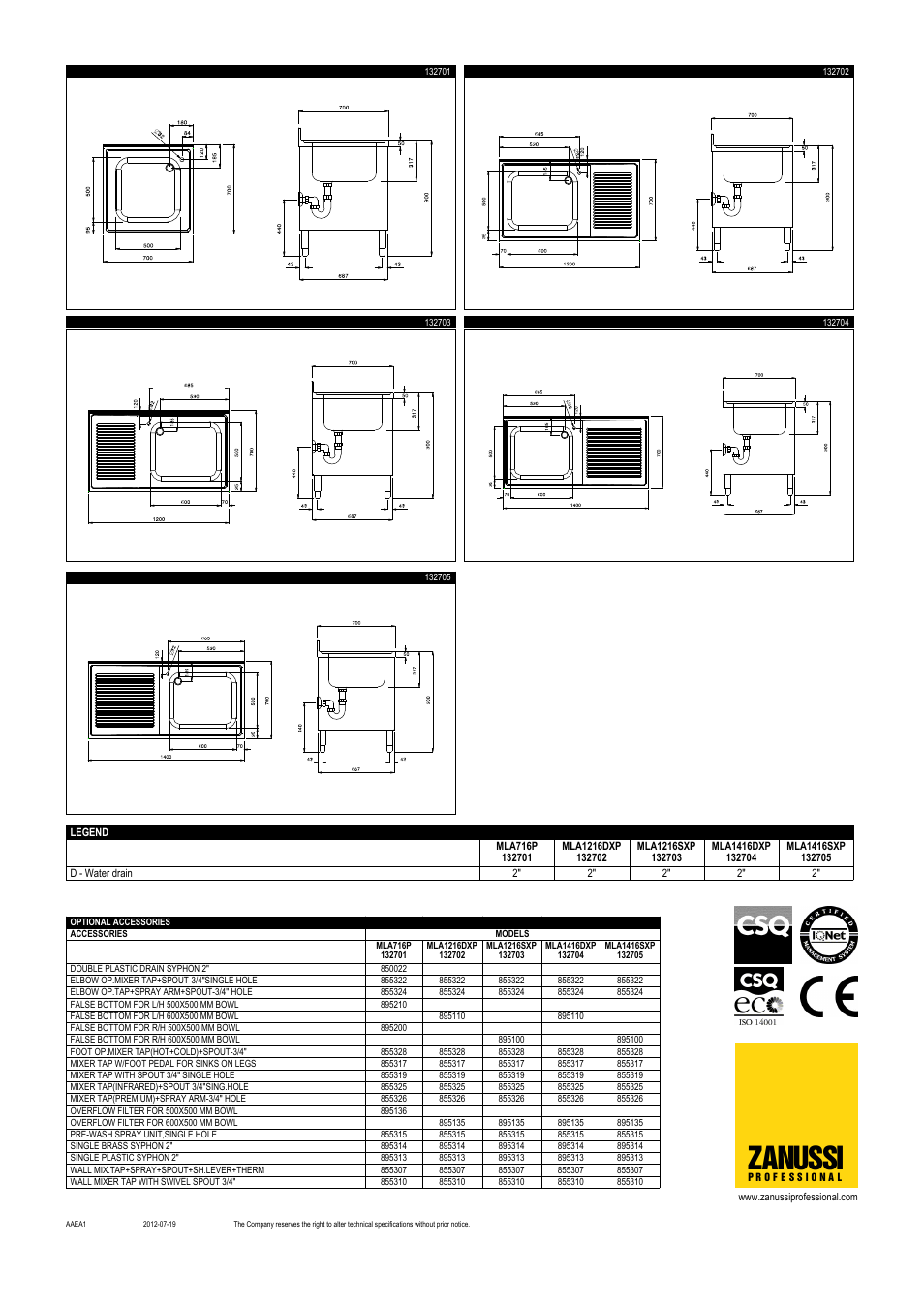 Zanussi | Zanussi MLA1216DXP User Manual | Page 2 / 2