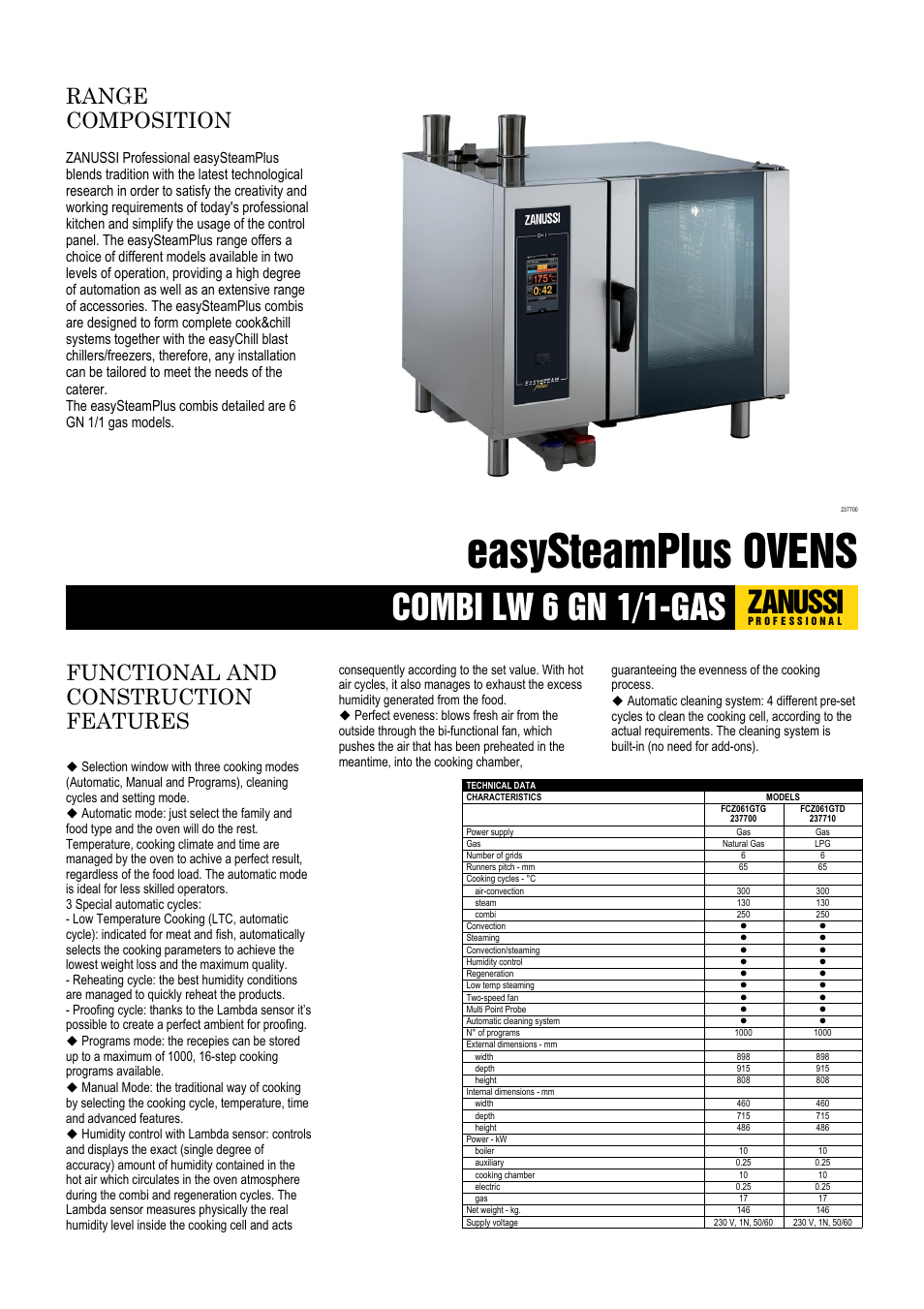 Zanussi easySteamPlus 237500 User Manual | 3 pages