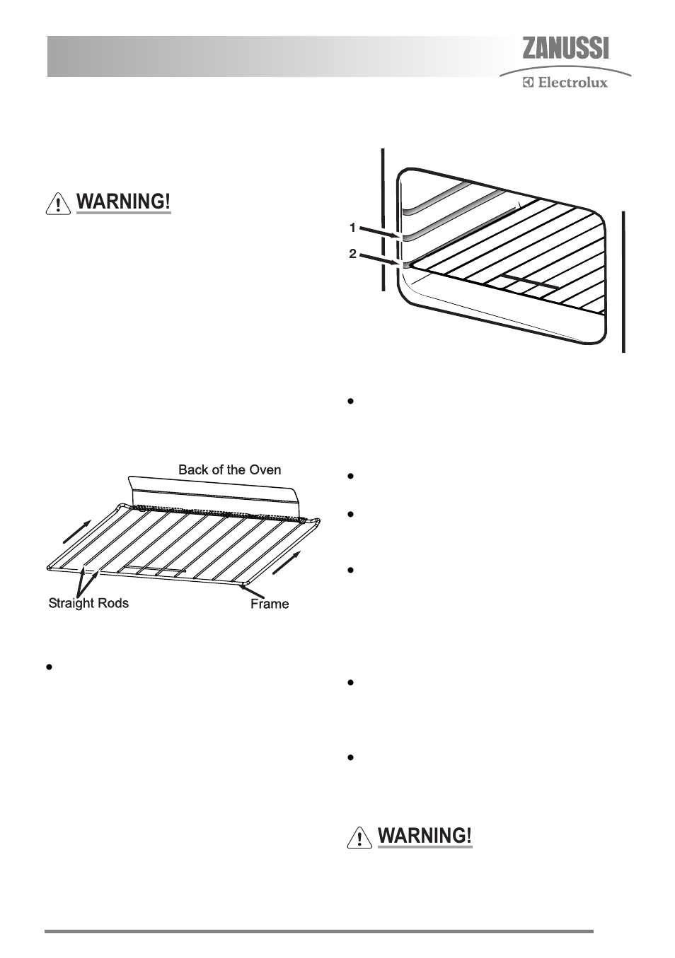 Hints and tips, Warning | Zanussi FH10 User Manual | Page 19 / 44