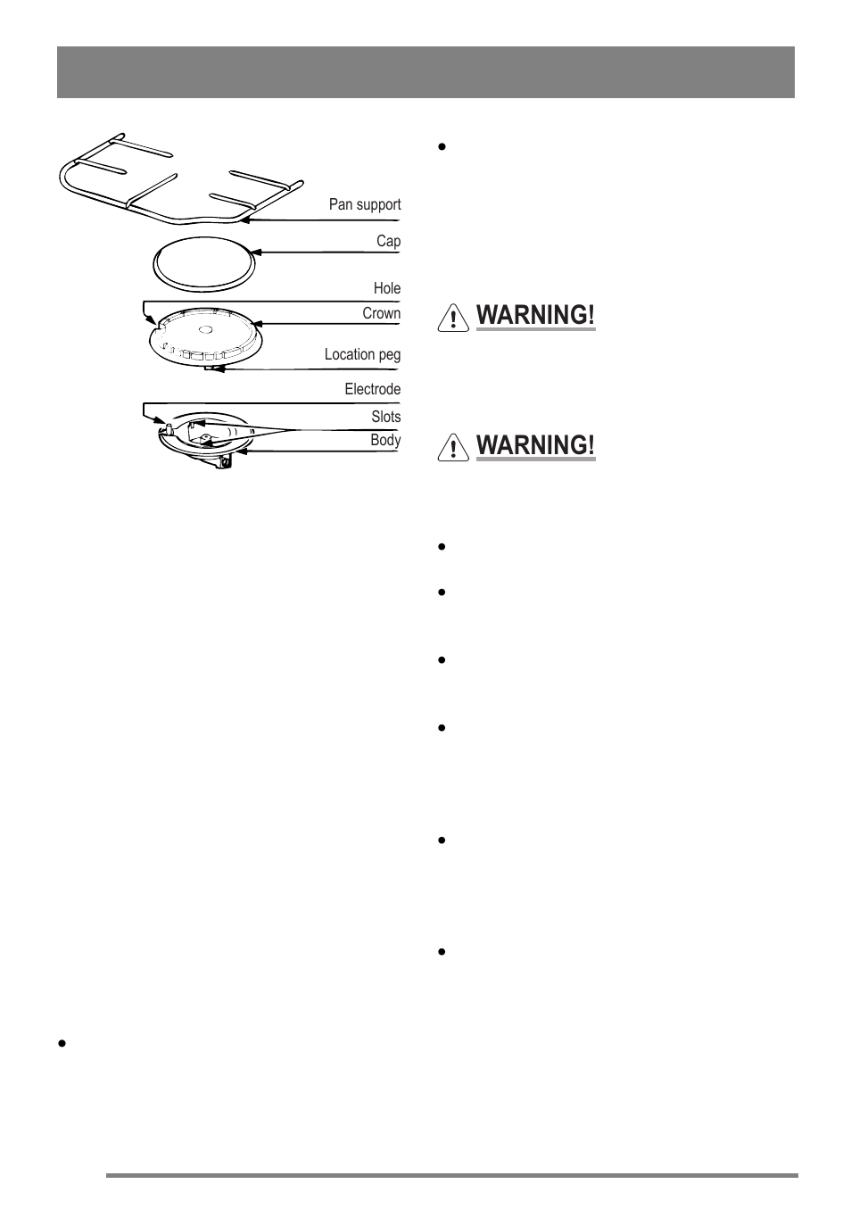 Cleaning the grill and oven furniture, Cleaning the grill, Cleaning inside the grill and oven compartments | Warning | Zanussi FH10 User Manual | Page 28 / 44