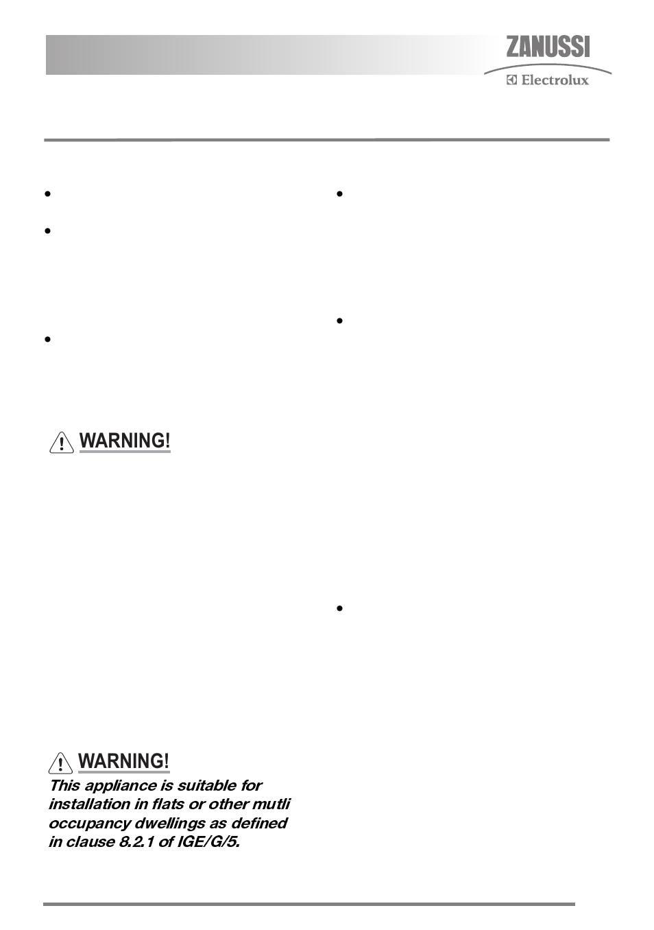 Installation instructions, Important – safety requirements, Provision for ventilation | Warning | Zanussi FH10 User Manual | Page 35 / 44