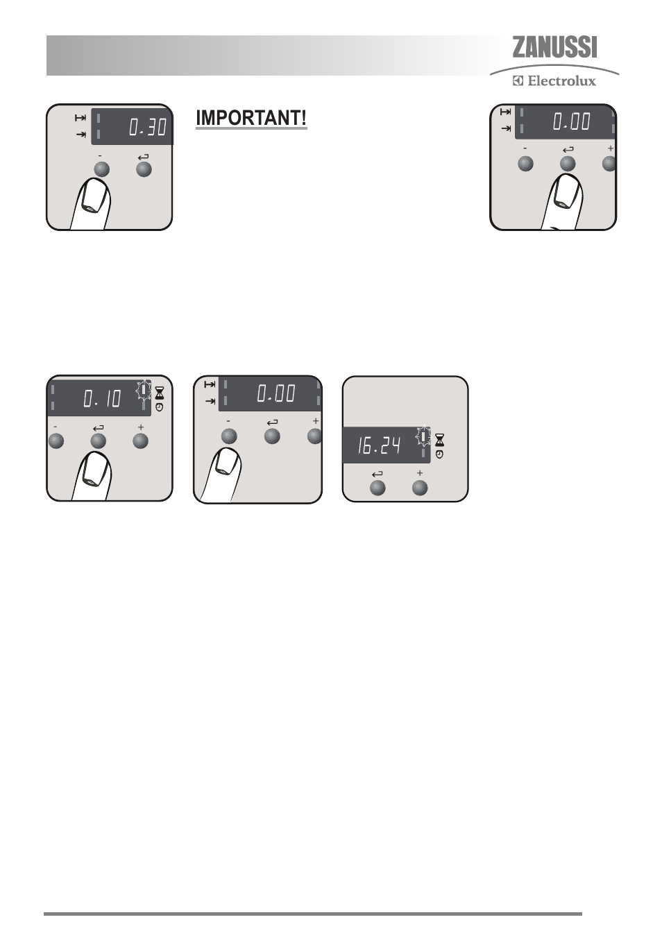 Setting the oven timer control, Important | Zanussi FH10 User Manual | Page 9 / 44