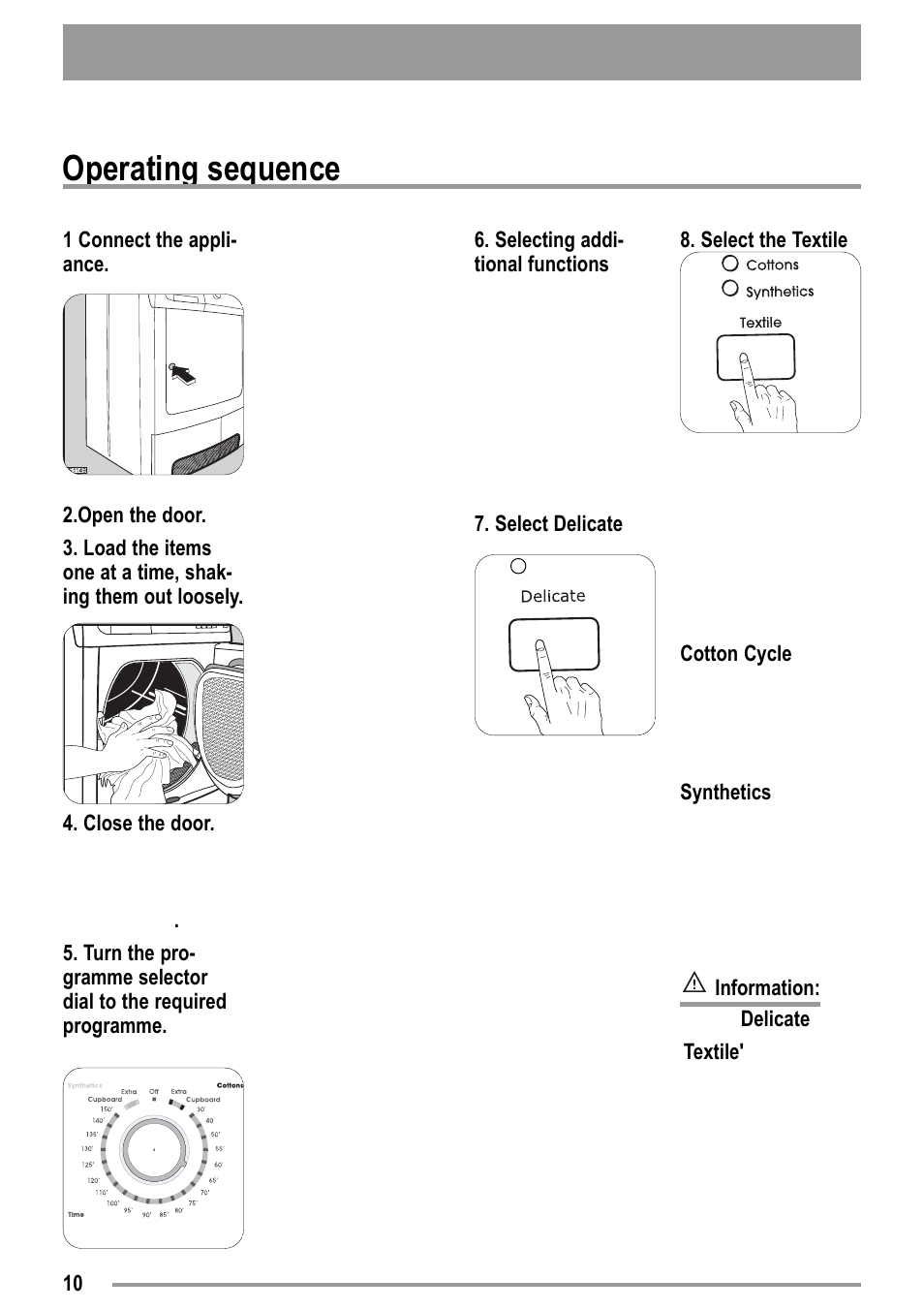 Operating sequence | Zanussi ZDC46130S User Manual | Page 10 / 25