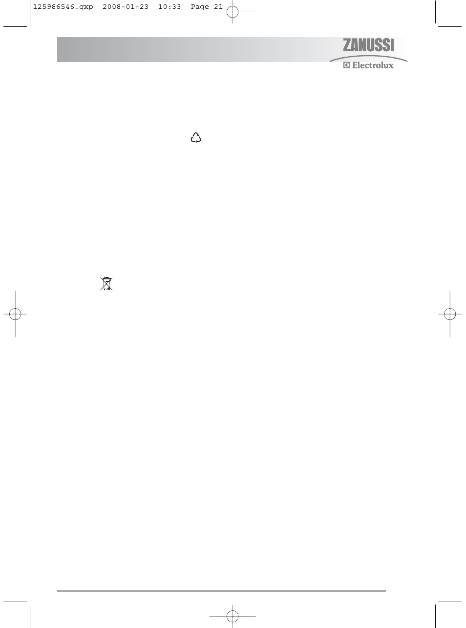 Environment concerns | Zanussi ZDC46130S User Manual | Page 21 / 25