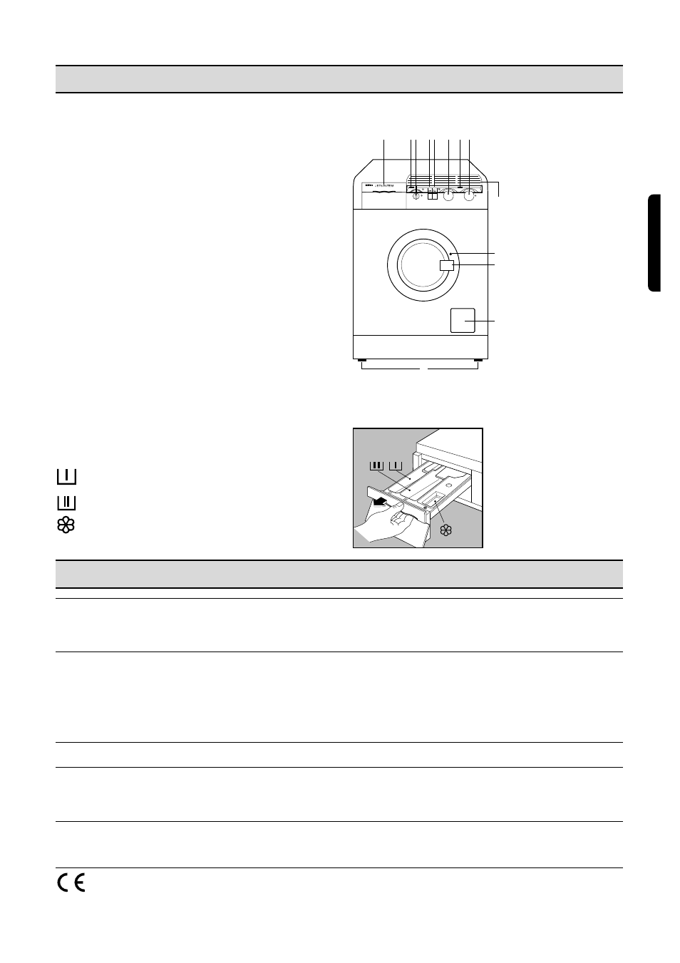 Description of the appliance, Technical specifications, Detergent dispenser drawer | Zanussi WASHER-DRYER WJS 1382 User Manual | Page 5 / 22