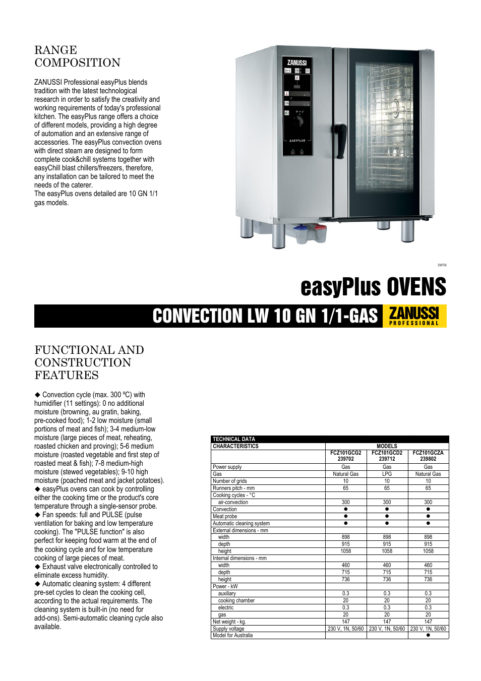 Zanussi EasyPlus FCZ101GCG User Manual | 3 pages