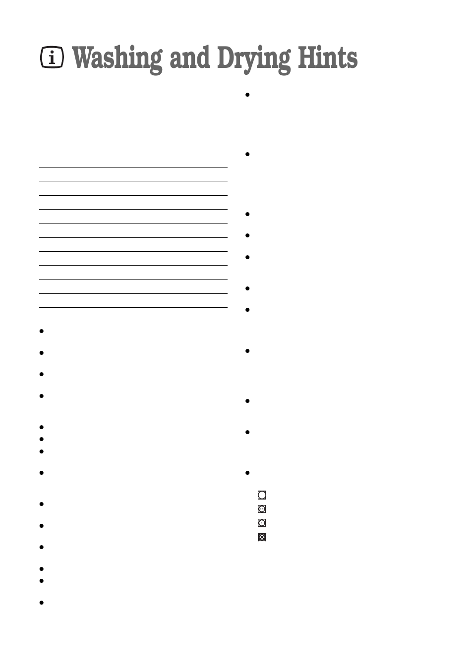 Washing and drying hints | Zanussi ZWD 1472 S User Manual | Page 15 / 30