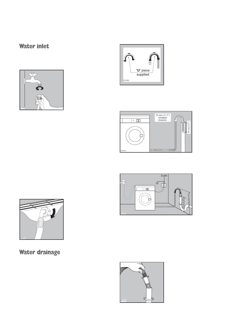 Water inlet, Water drainage | Zanussi ZWD 1472 S User Manual | Page 27 / 30