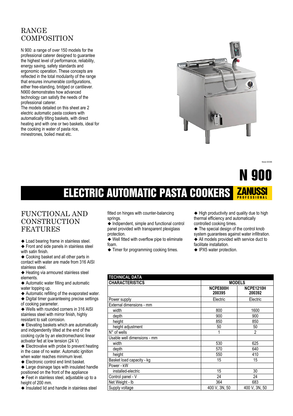 Zanussi NCPE1210H User Manual | 2 pages