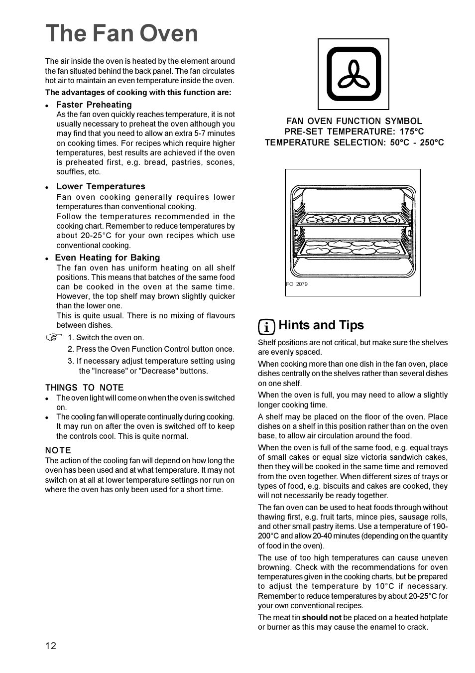 The fan oven, Hints and tips | Zanussi ZBQ 965 User Manual | Page 12 / 28