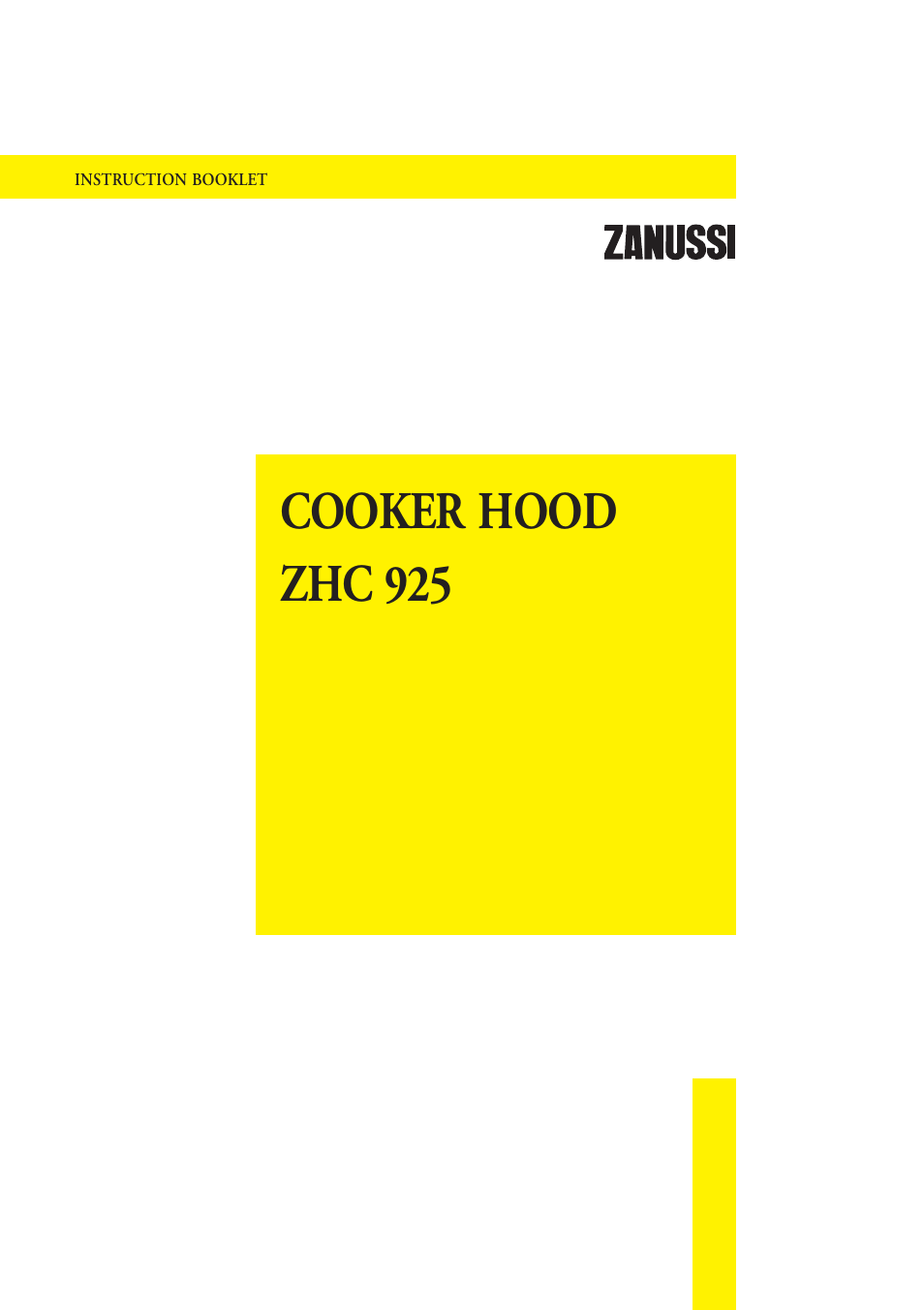 Zanussi ZHC 925 User Manual | 20 pages