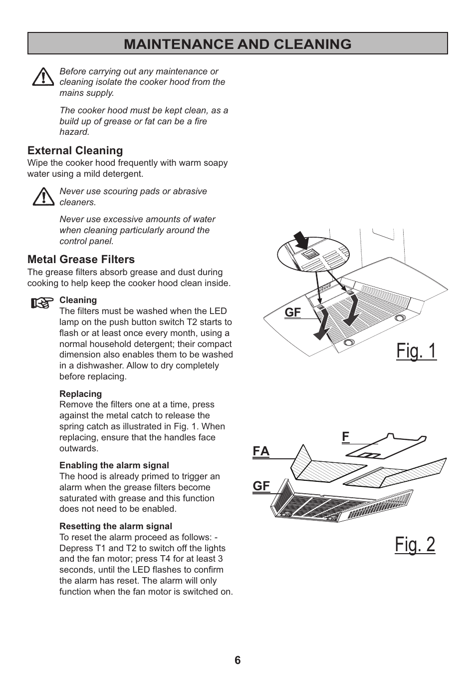 Fig. 1, Fig. 2, Maintenance and cleaning | Zanussi ZHC 925 User Manual | Page 6 / 20