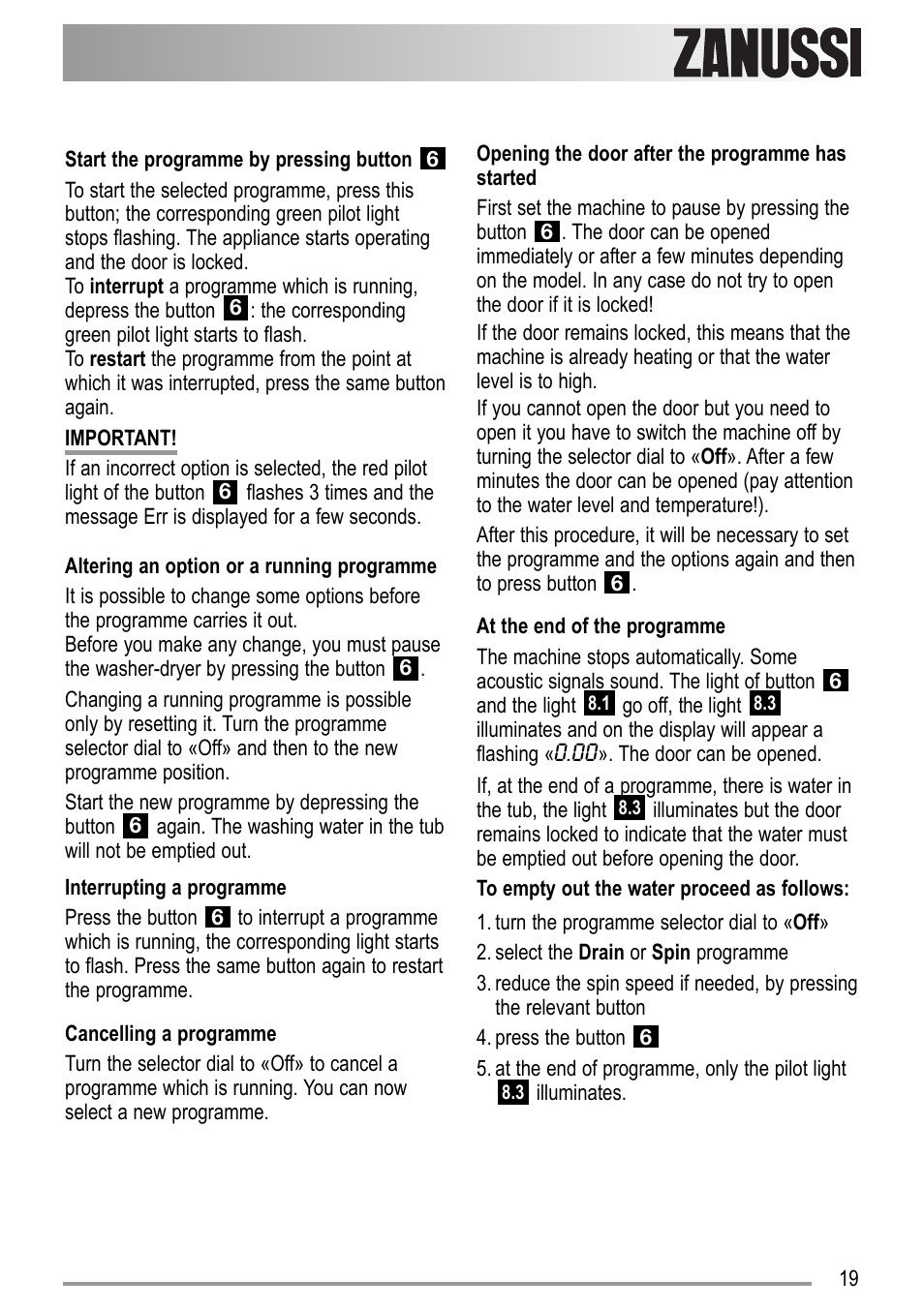 Zanussi ZWD 12270 S1 User Manual | Page 19 / 36