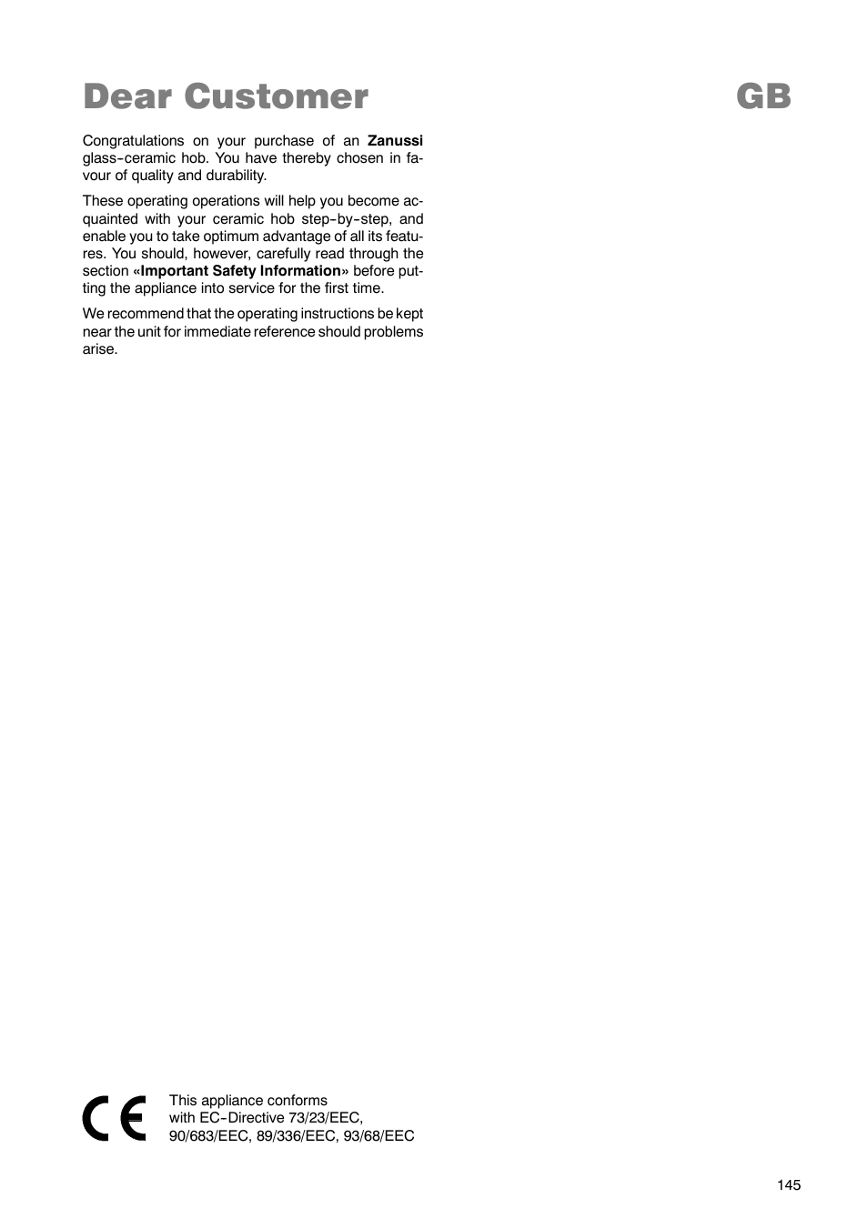 Dear customer gb | Zanussi ZKT 662 LN User Manual | Page 2 / 25