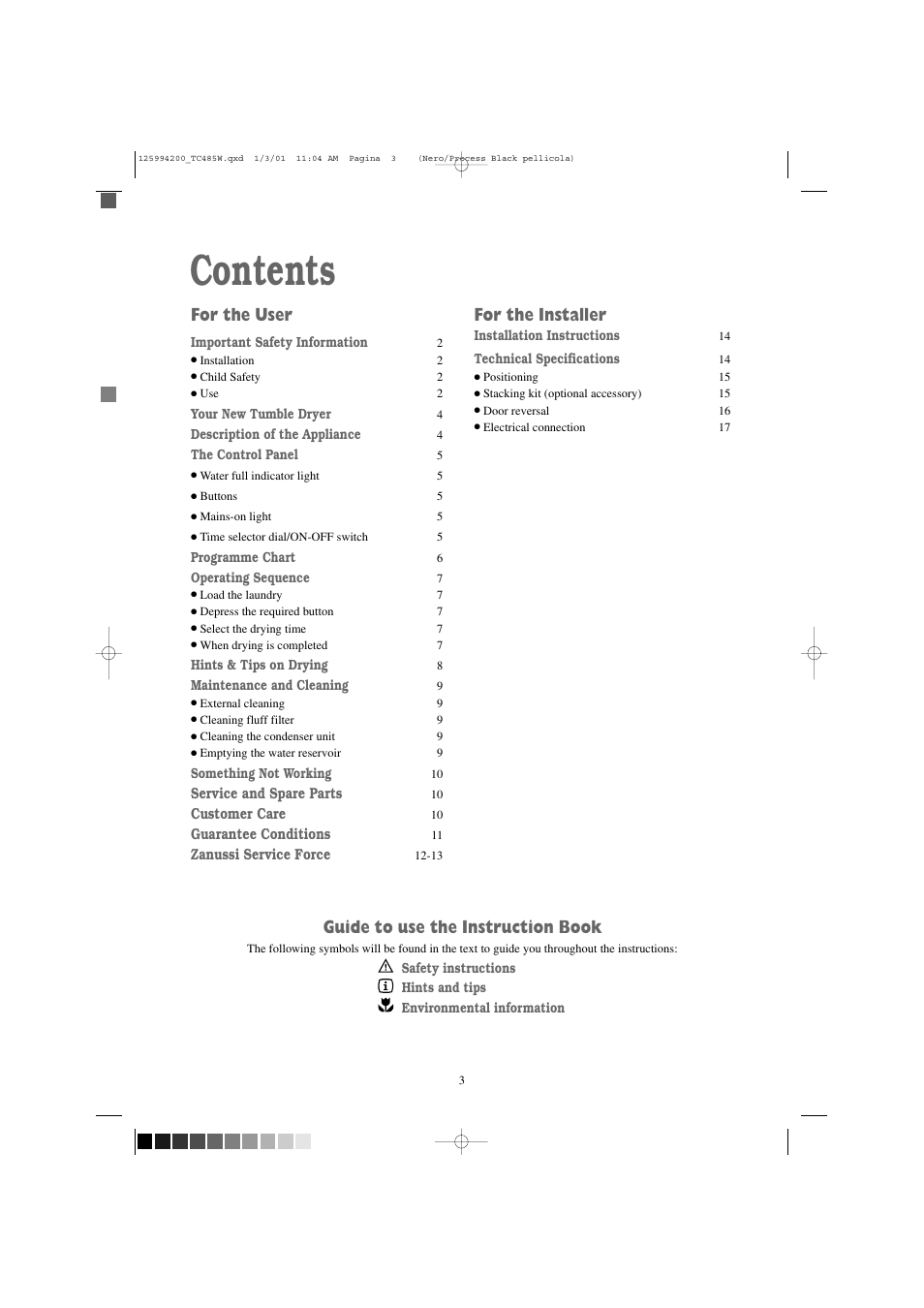 Zanussi TC 485 W User Manual | Page 3 / 18