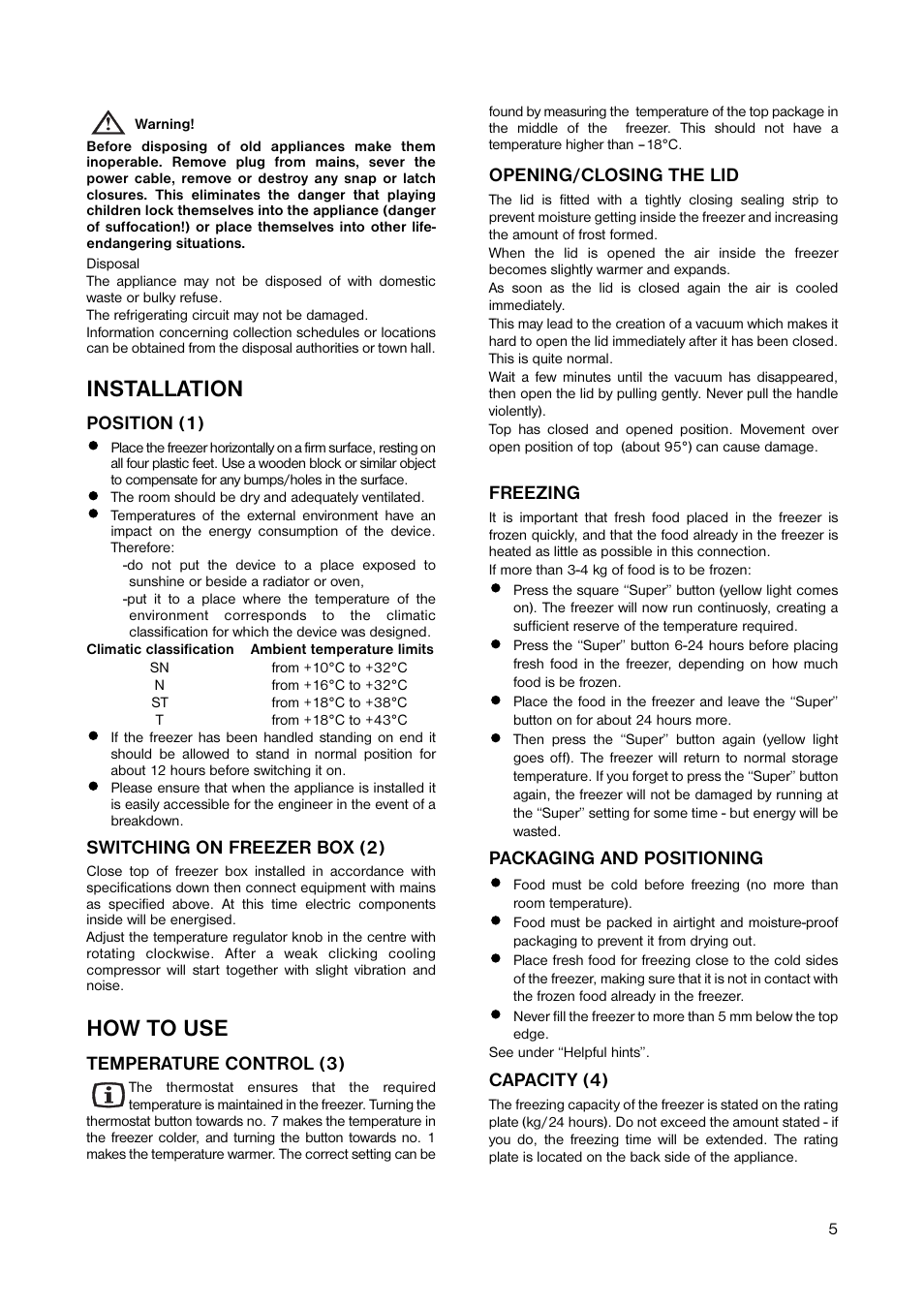Installation, How to use | Zanussi ZFC 35 SI User Manual | Page 5 / 12