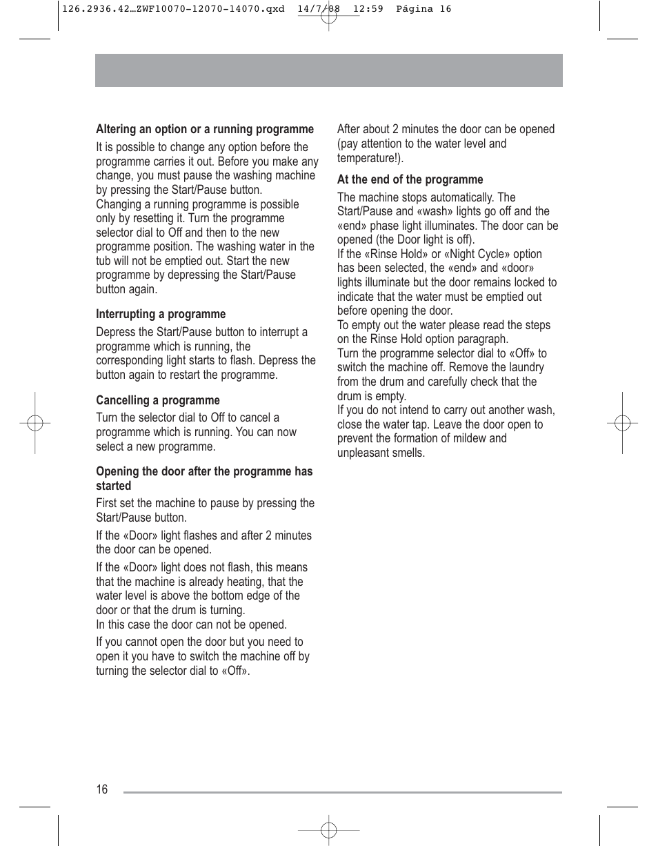 Zanussi ZWF 14070W1 User Manual | Page 16 / 32