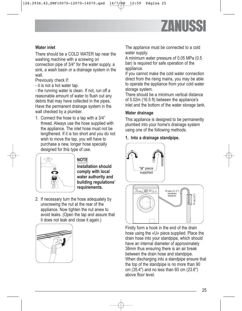 Zanussi ZWF 14070W1 User Manual | Page 25 / 32