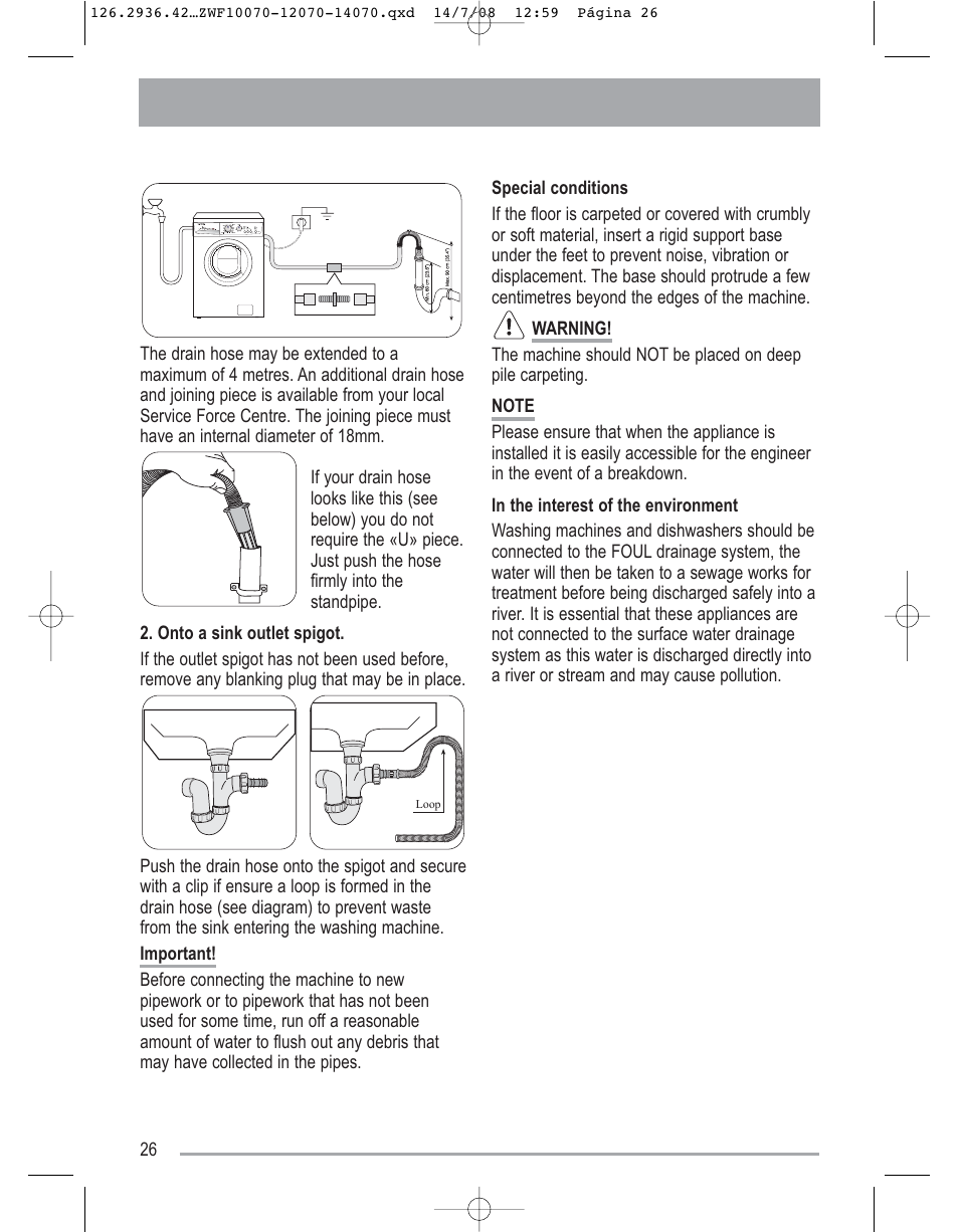 Zanussi ZWF 14070W1 User Manual | Page 26 / 32