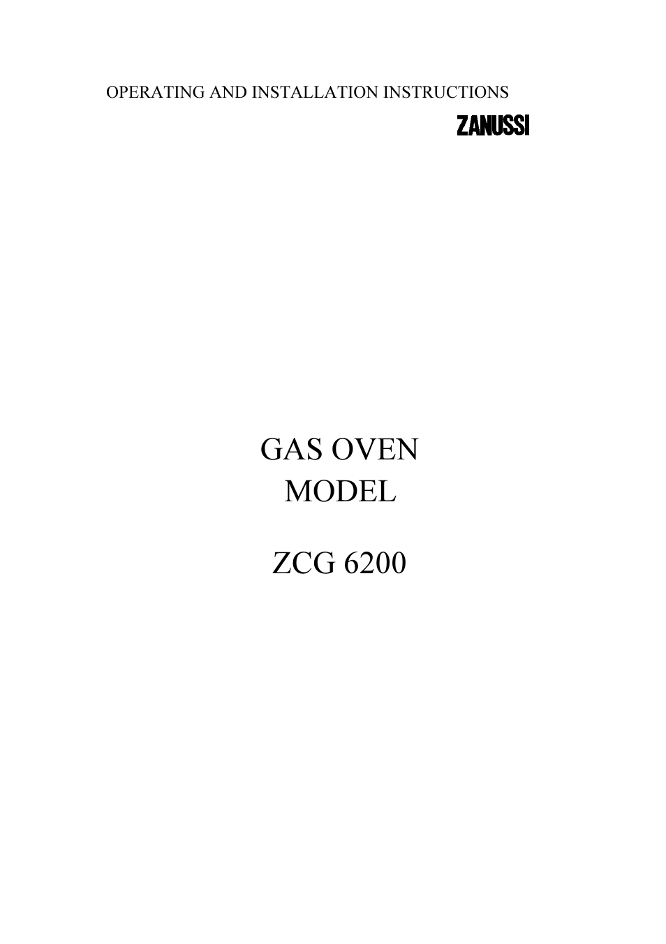 Zanussi ZCG 6200 User Manual | 40 pages
