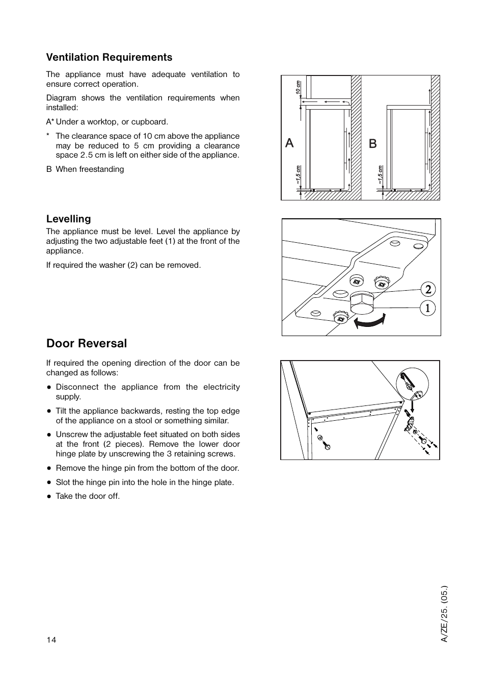 Door reversal | Zanussi ZUT 6246 User Manual | Page 14 / 16